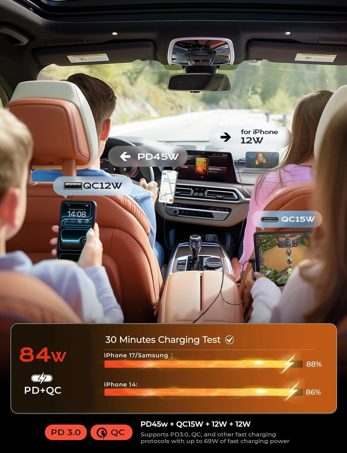 Best Car Charger - LISEN Retractable 84W USB C Fast Charger Review