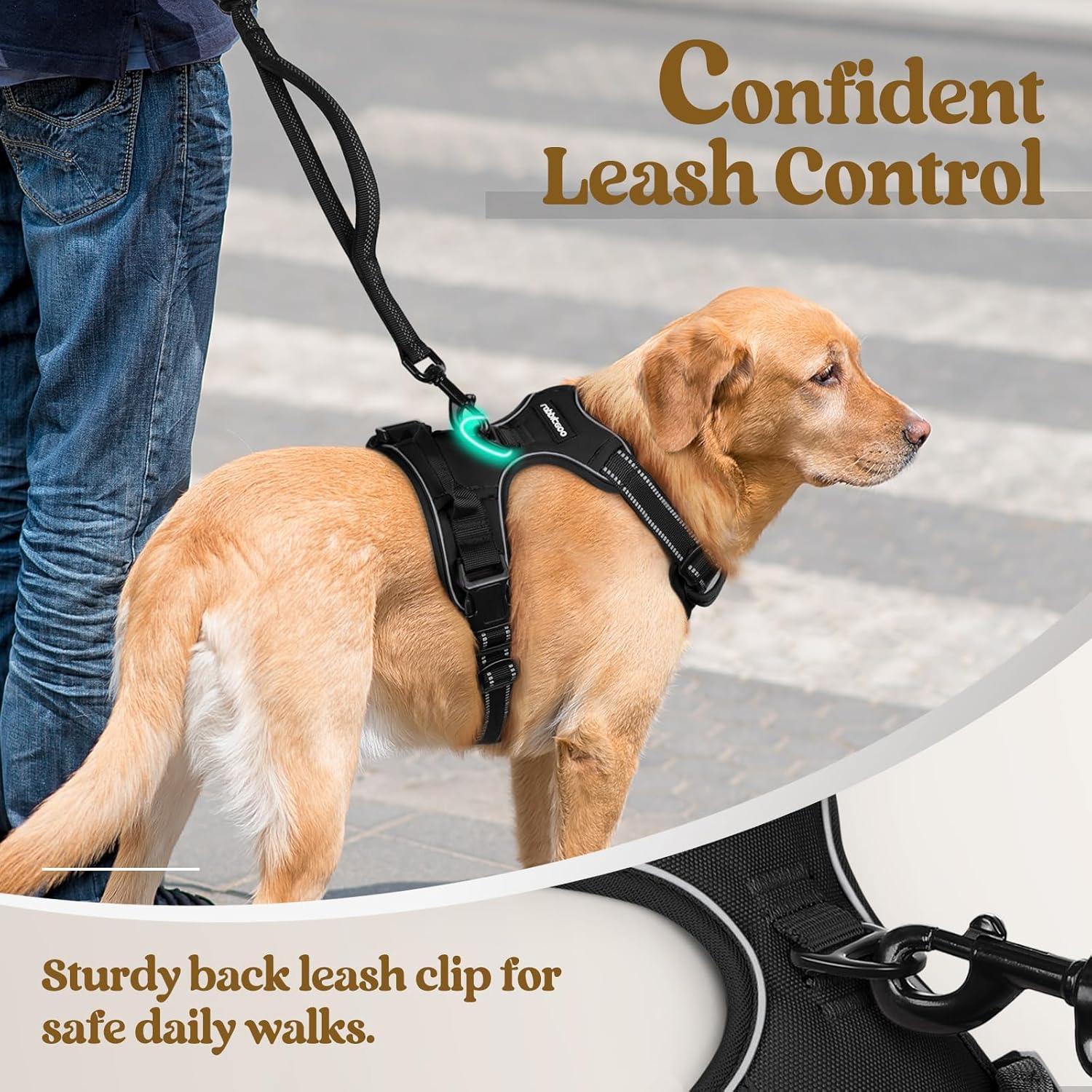 Best Dog Harness - rabbitgoo No Pull with Dual Leash Clips, Adjustable, Soft Padded, Reflective for Large Dogs, Black, L Review