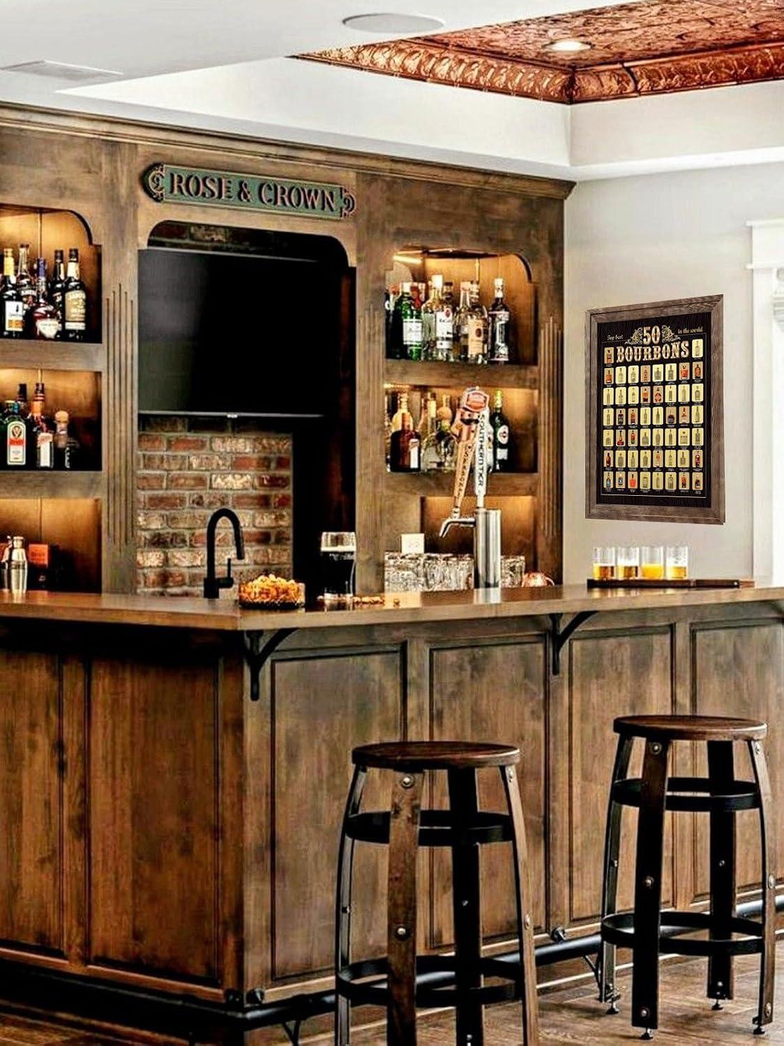 Best Whiskey Wall Decor - Bourbon Bucket List Scratch Off Poster - Top 50 Bourbons | Man Cave Decor Review