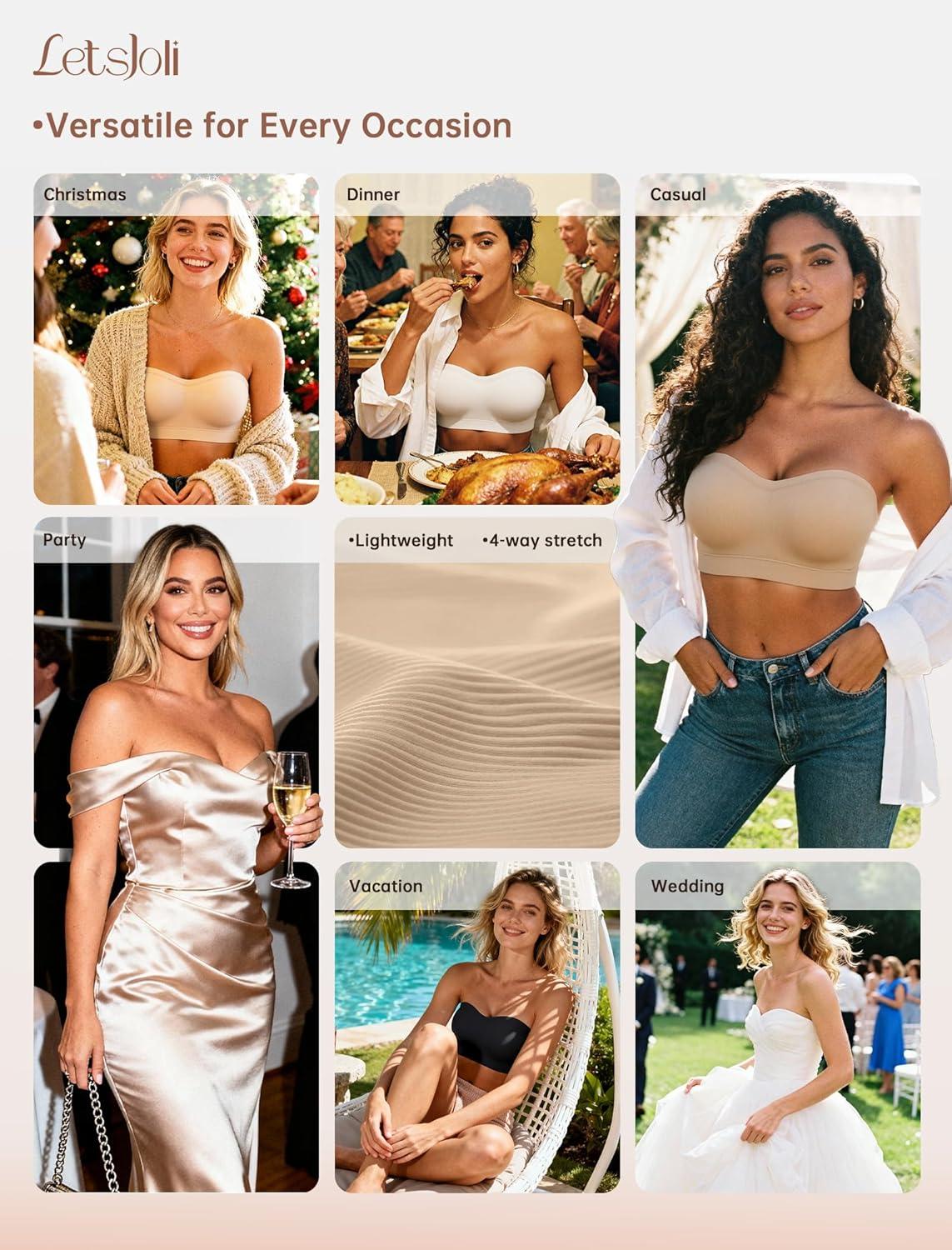 Best Strapless Bras - LetsJoli Push Up Bandeau Support Review