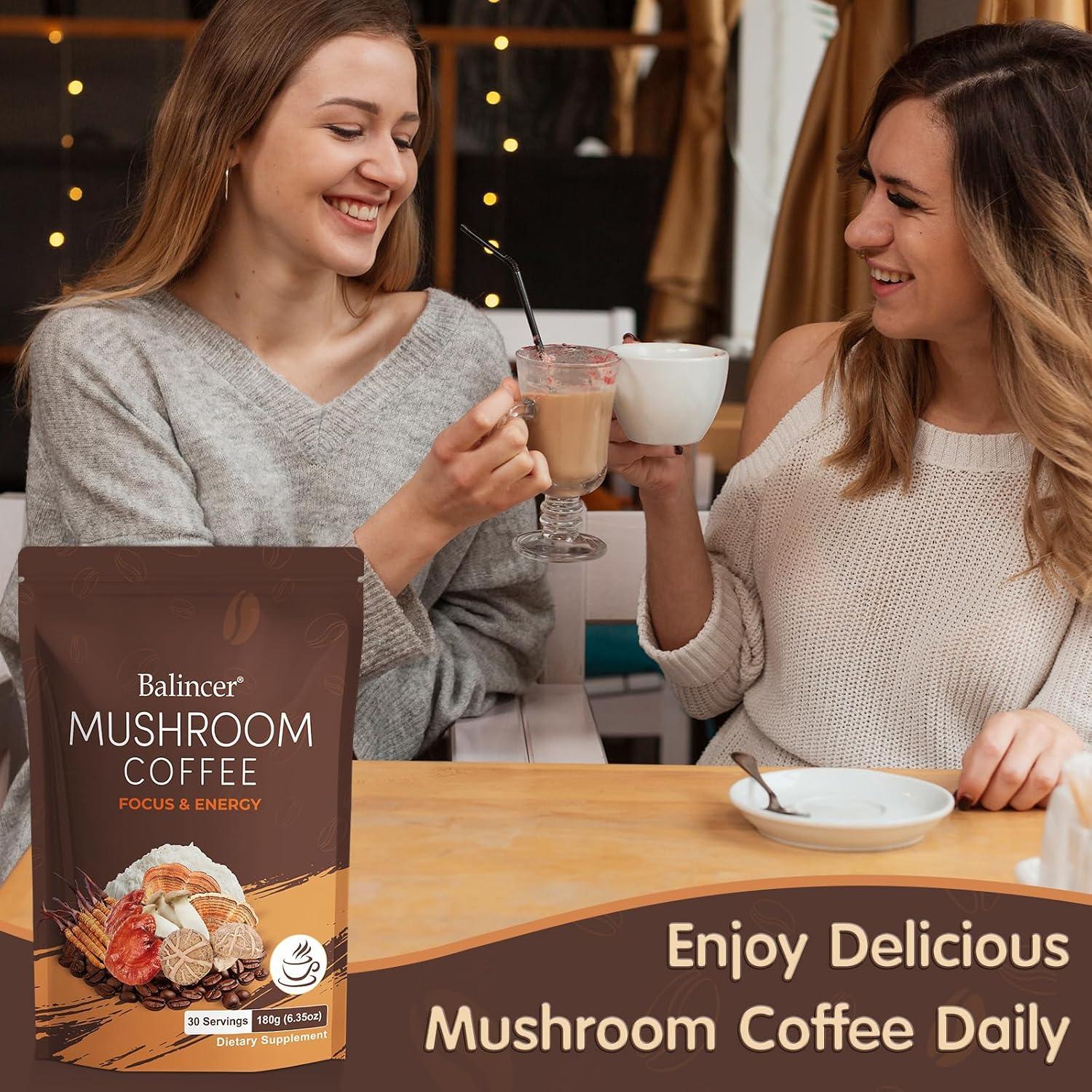 Best Mushroom Supplement - Mushroom Coffee with 6 Adaptogens for Focus & Immune Support
