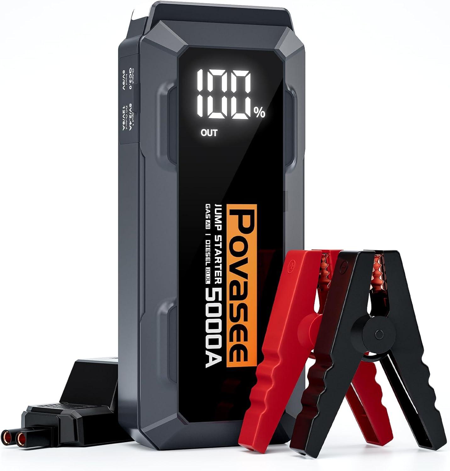 Versus Test: 5000A Jump Starter's LED Lights, LCD Display Insight for Car Backup