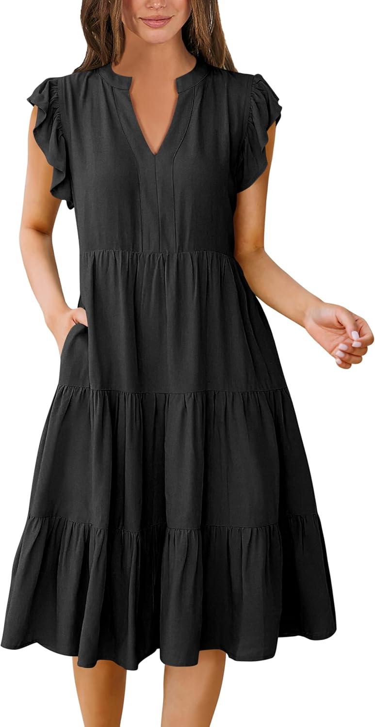 Ruffle Sleeve V-Neck Midi... Compared: Versatile Boho Dress... Summer Vacation Trend