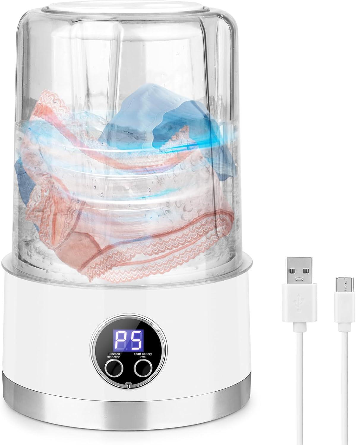 3000mah Rechargeable Showdown: Compact Deep Clean Underwear Washing for Travel
