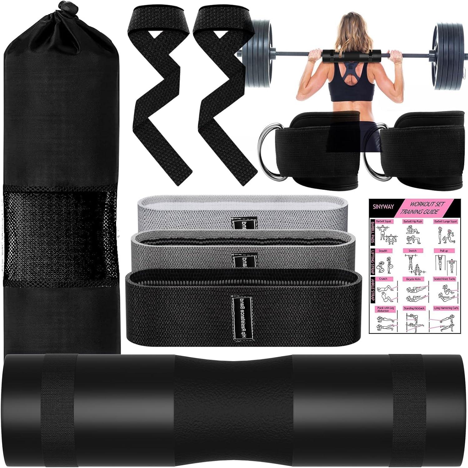 Barbell Pad Set Showdown: 10 Foam, 2 Ankle Straps, 3 Bands, 2 Lifting Straps, Carry Bag - 1 Smart All-in-One!