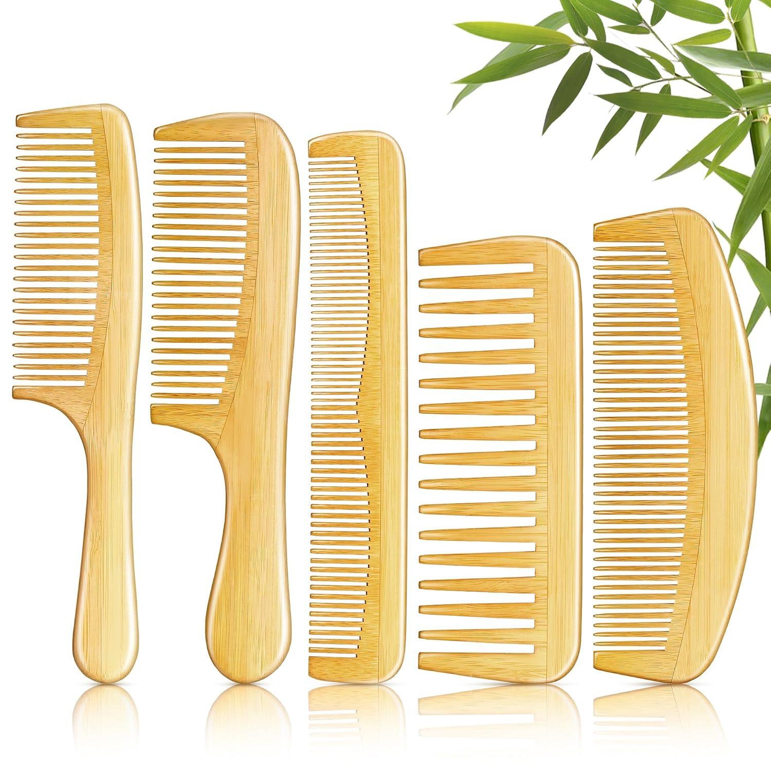 Bamboo Wide Tooth, Natural Wood Detangling vs. 5pcs Set: Tested for Thick & Thin Hair