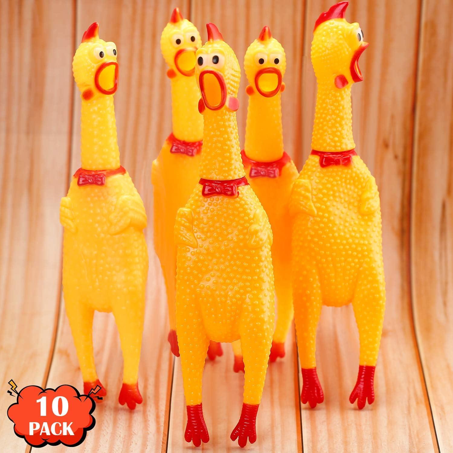 Tested Squeaker: 11.8-Inch Rubber Chicken's Surprising Dog Toy Joy (10 Packs)