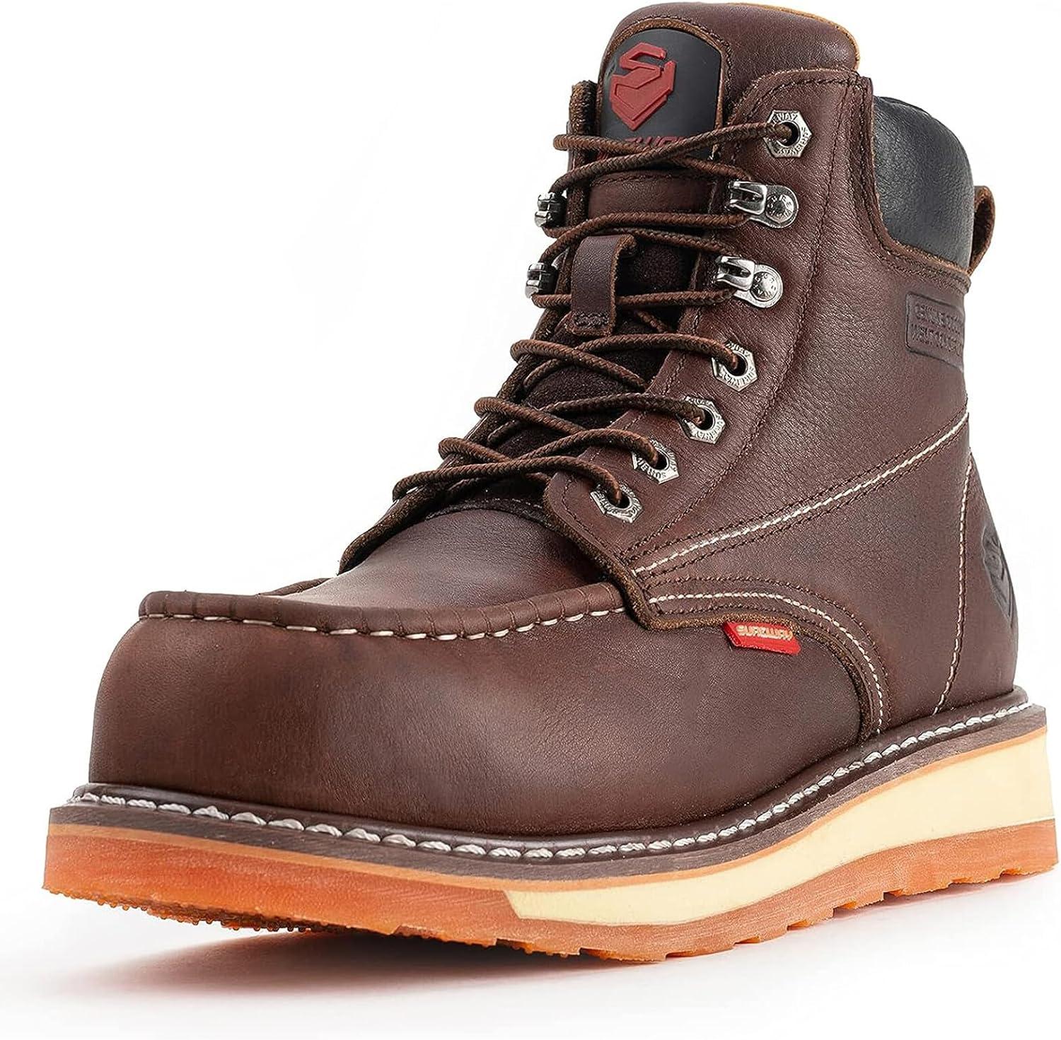 Sureway Work Boots: 6-Inch Moc Toe Tested, Goodyear Welt & Full Grain Leather for Surprising Comfort