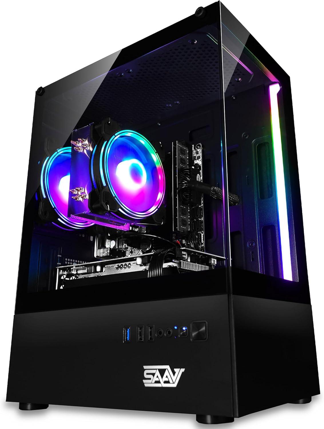 SAAV X1 Prebuilt Gaming PC Desktop Showdown: 1-Year Warranty, i5, 16GB RAM, Wi-Fi 6