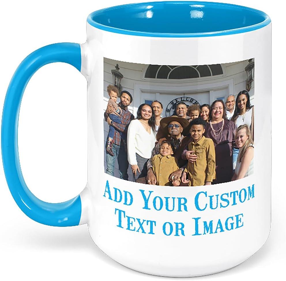 Mother's Day Mug Showdown: Tested 15 Oz & Custom Photo Text, Light Blue