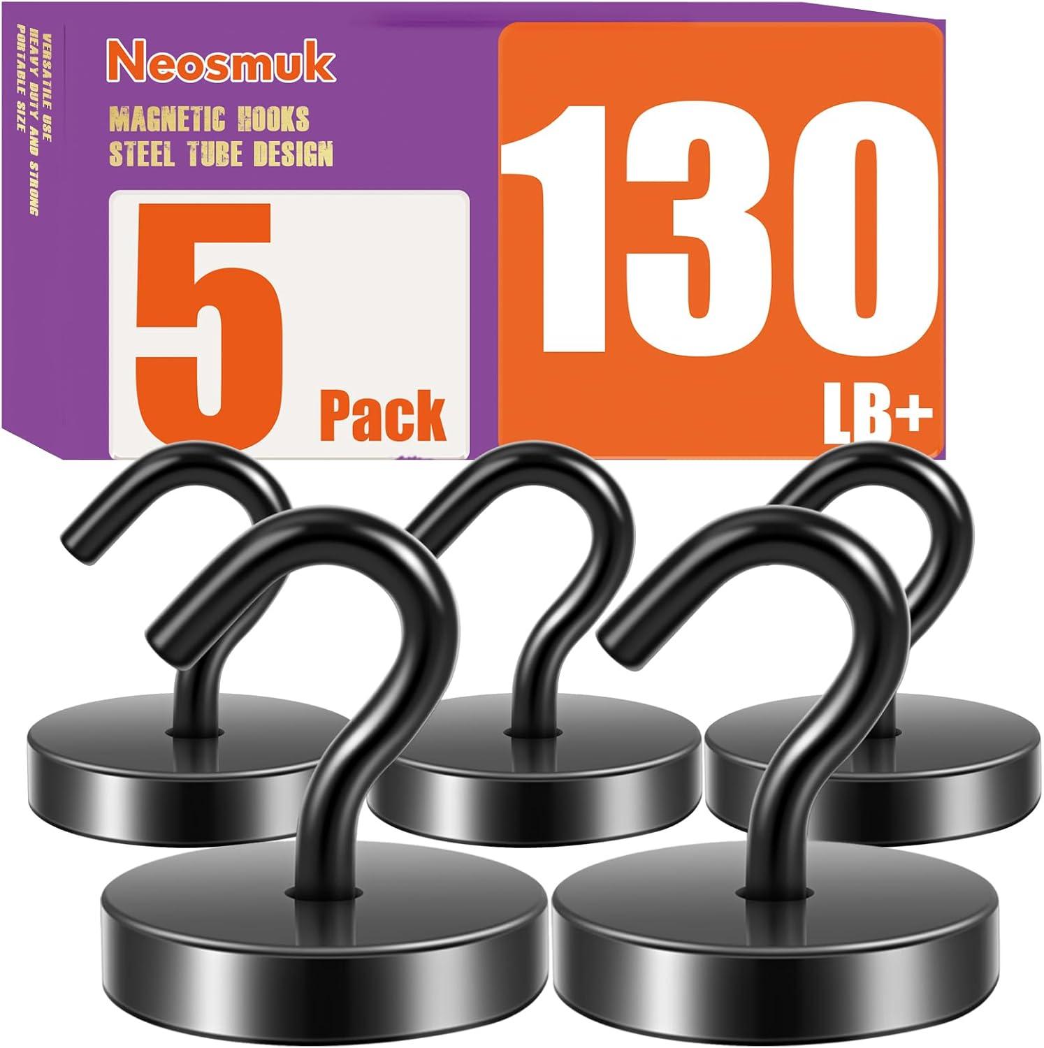 Neosmuk Magnetic Hooks: Cruise Essentials, 130lb+ Tested - Black