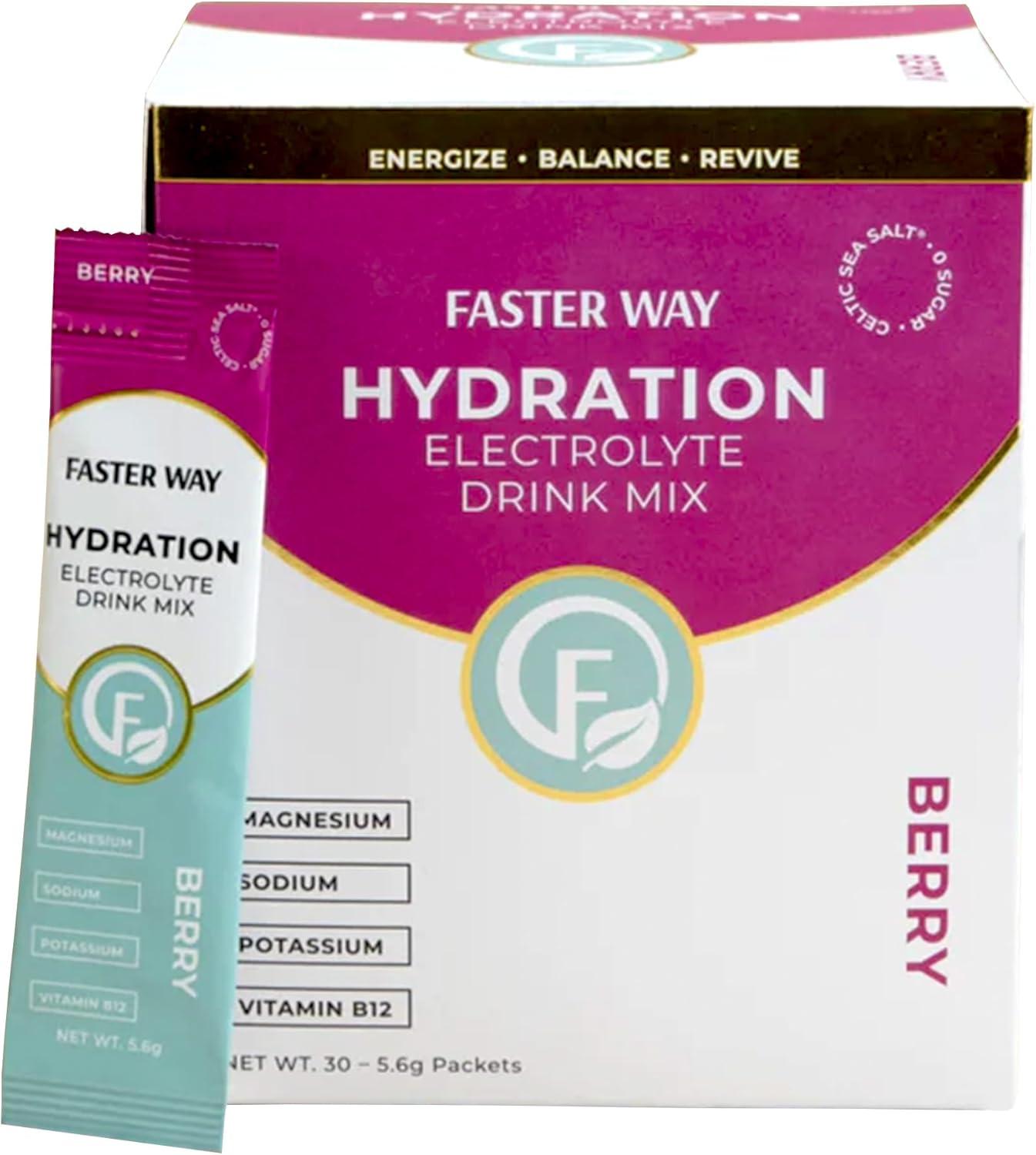 Faster Way Hydration Drink Mix Compared: Zero Sugars, Probiotics, Apple Cider Vinegar, 30-Pack