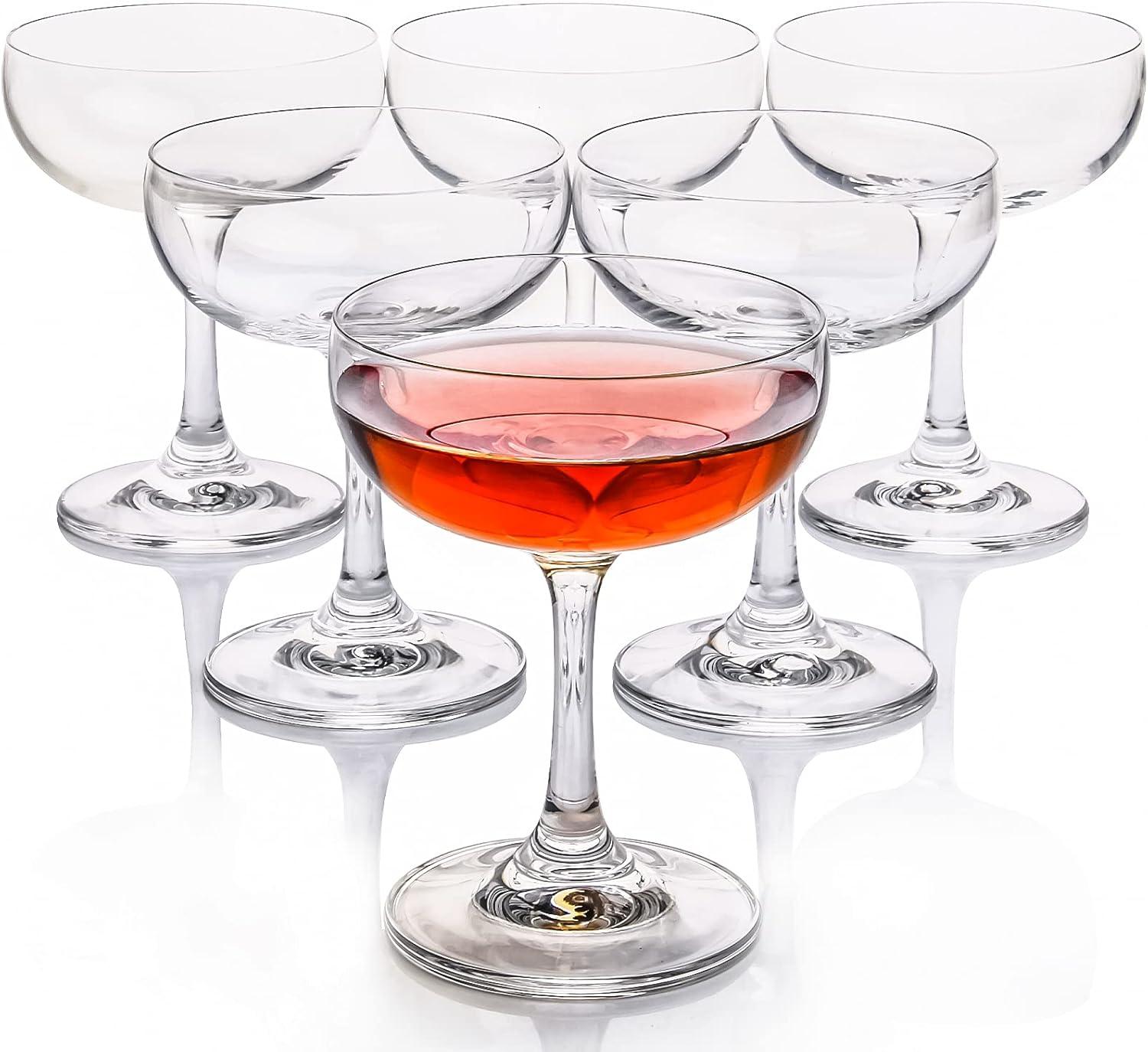 Crystal Coupe Cocktail Glasses Showdown: 7 Oz, Short Stem, Set of 6 for Champagne & Sweet Wine