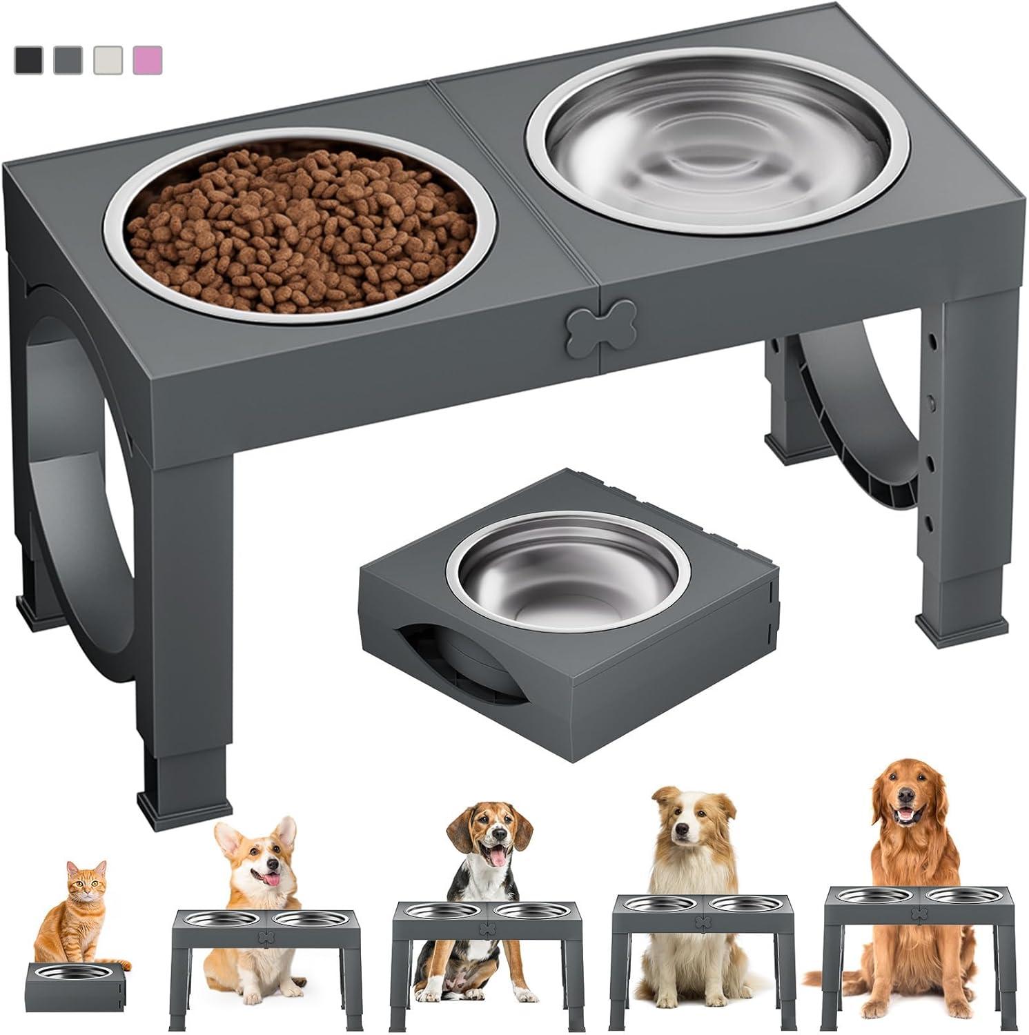 Elevated Stand Compared: 5-Height Test Win for Large Breeds... Grey Versus Name Brand
