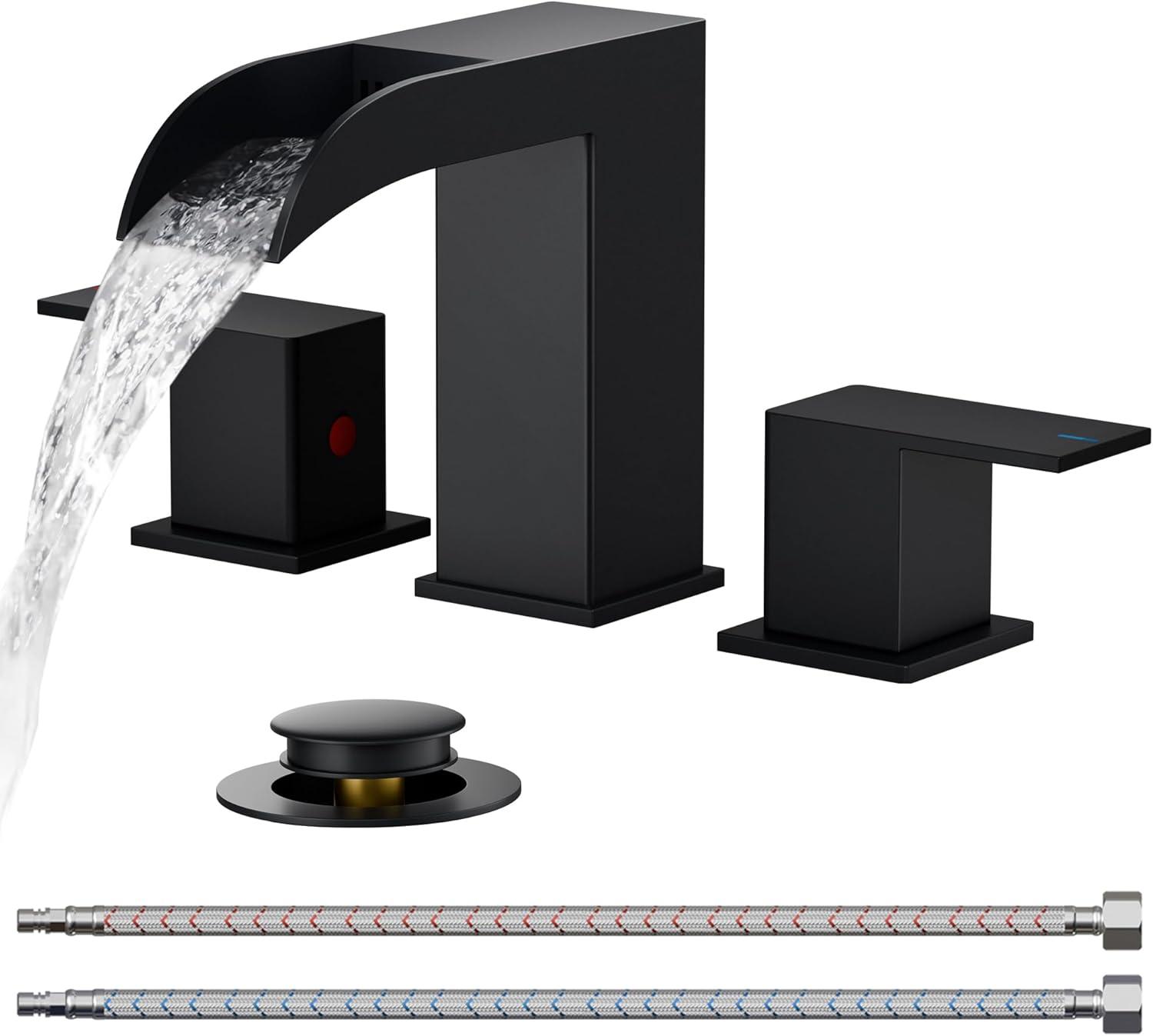 Forious Square Matte Black Waterfall Faucet: Tested, Surprising 8-Inch Design & Metal Drain for Modern Baths
