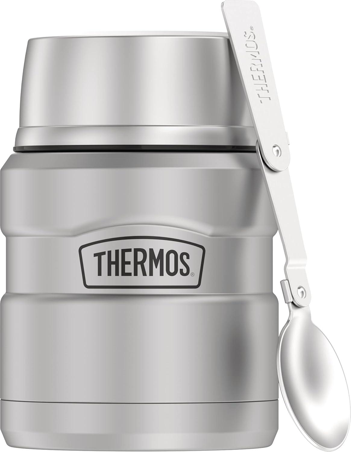 THERMOS Food Jar Showdown: Vacuum vs. Glass, Spoon Included, Matte Steel for Durable Storage