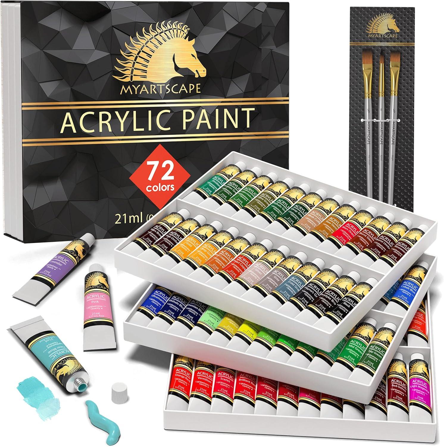 Surprising Coverage: MyArtscape Acrylics (72 Tubes, 3 Brushes) Tested for Pro Art