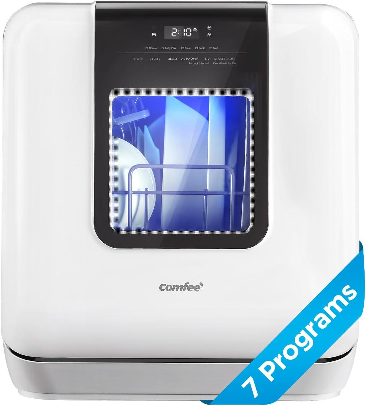COMFEE' Countertop Dishwasher Showdown: UV Hygiene, 6L Tank, Auto Door for Compact Use