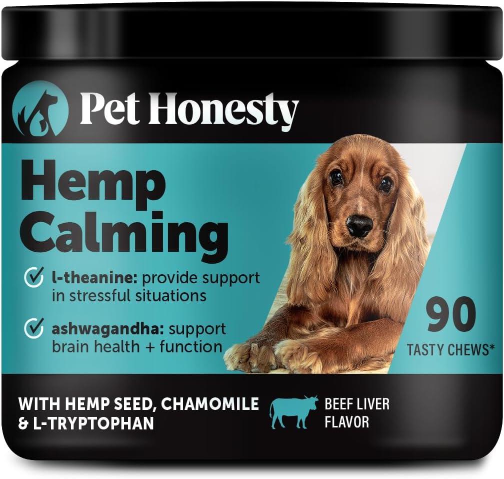Natural Hemp Chews Tested for Separation Anxiety with Valerian Root, Chamomile, + Magnesium (90 Count)