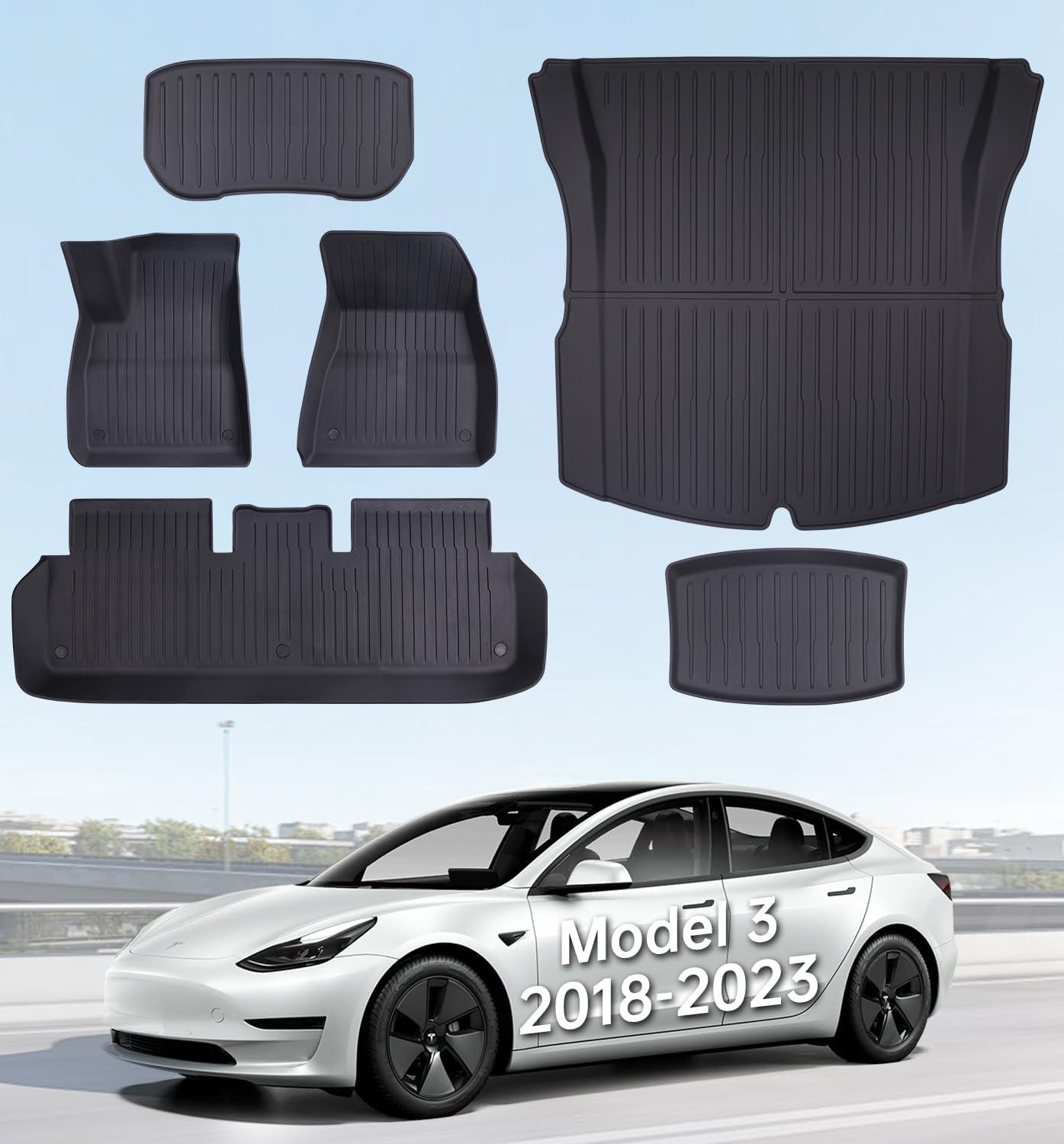 Surprising Showdown: TPE Floor Mats for Tesla Model 3 2023-2018 - All Weather, 6-Piece, Sub-Trunk