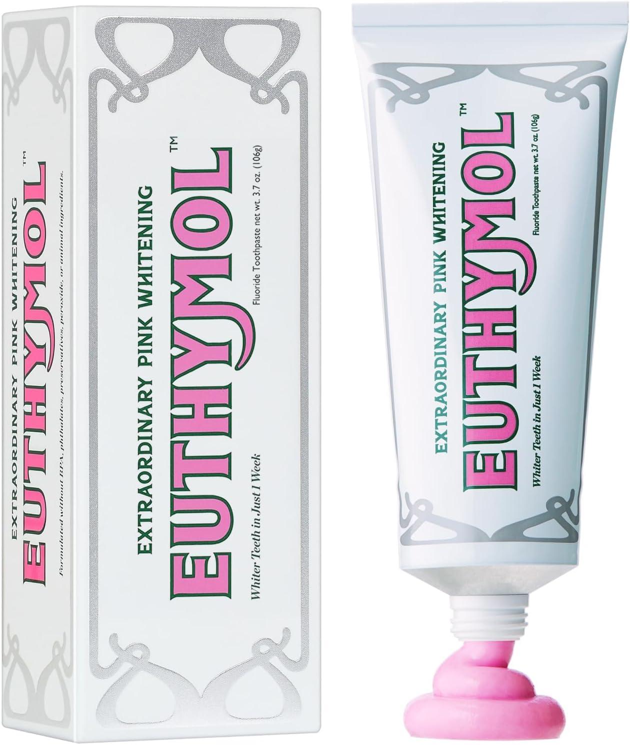 EUTHYMOL Whitening (3.7fl oz): 2-Week Stain Removal Tested, Recyclable Tube vs. Plastic - Sensitive Teeth & Cavity Prevention