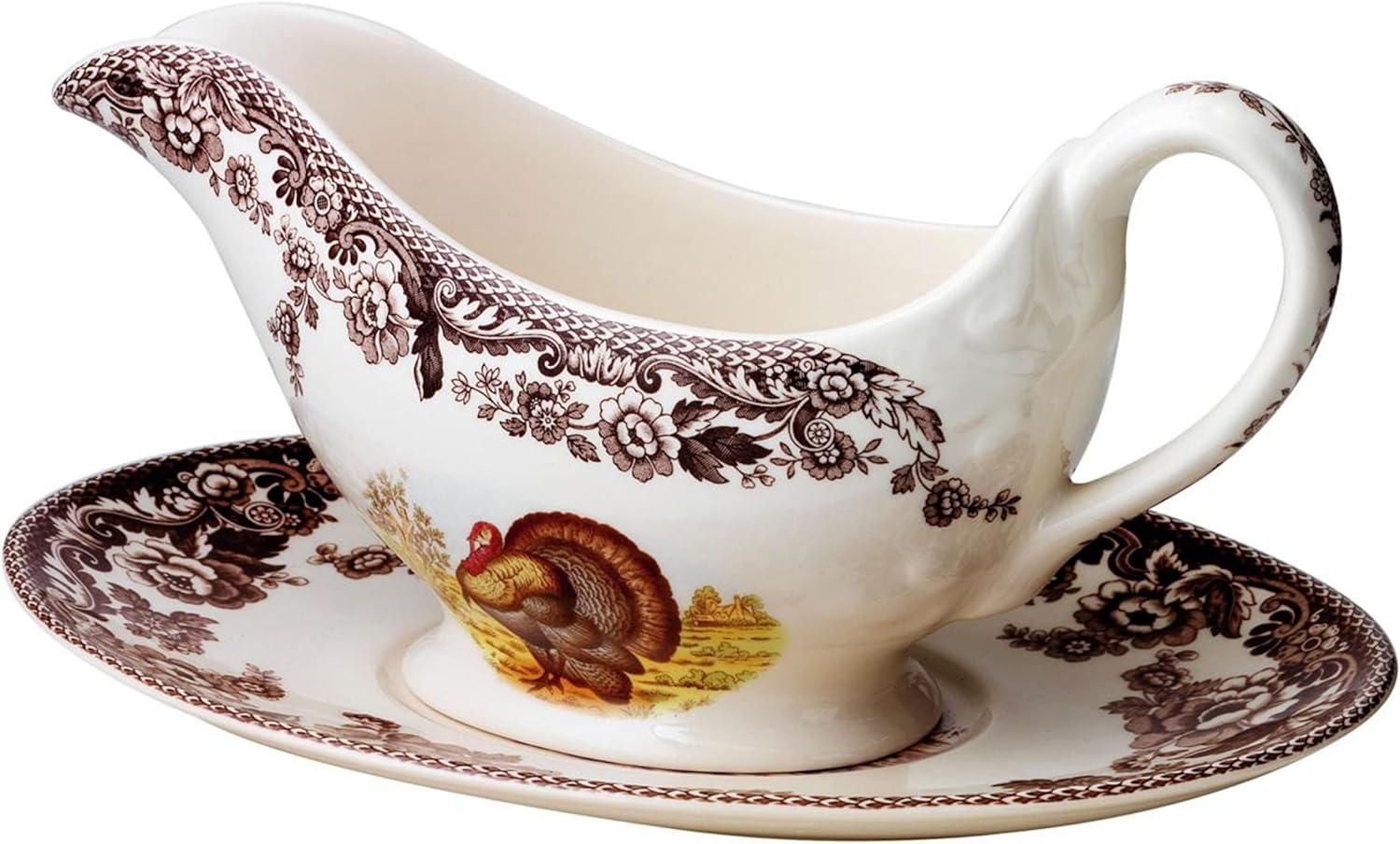 Spode Woodland Sauce Boat: Turkey Motif Tested, Versus Standard Serving Accessories