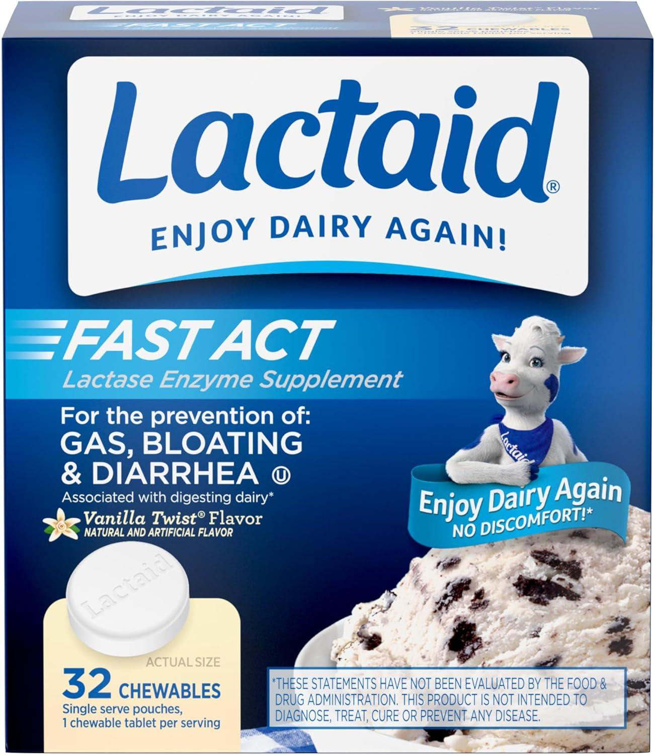 Lactaid Fast Act Chewables (Vanilla Twist) vs Natural Lactase: Tested for On-The-Go Bloat Relief?