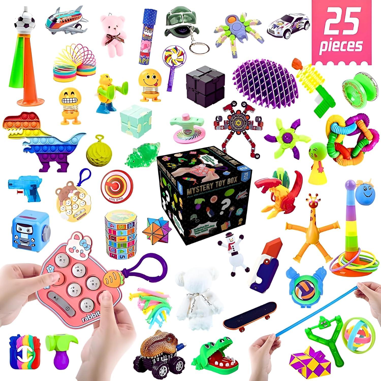 Fidget Toy Showdown: 25-Piece Mystery Box, Sensory Variety, Classroom Prizes - Tested for Learning Fun
