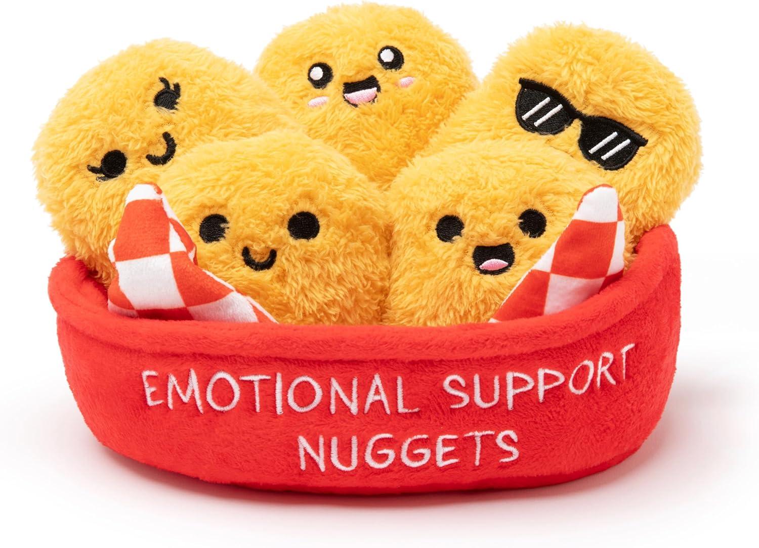 Showdown: Emotional Support Nuggets vs. 5 Plushies with Basket in Squishy Toys for All Ages
