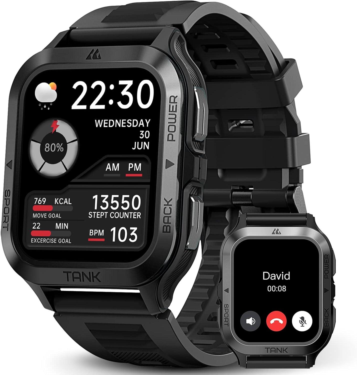 Smart Watch Showdown: 60-Day Battery, 50M Water... (Rugged Bluetooth & AI Voice for iOS/Android)