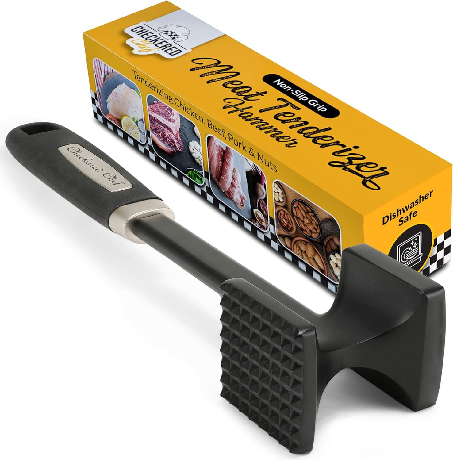 Checkered Chef Meat Tenderizer Tool: Dishwasher Safe vs. Non-Slip Grip Tested in Kitchen Showdown