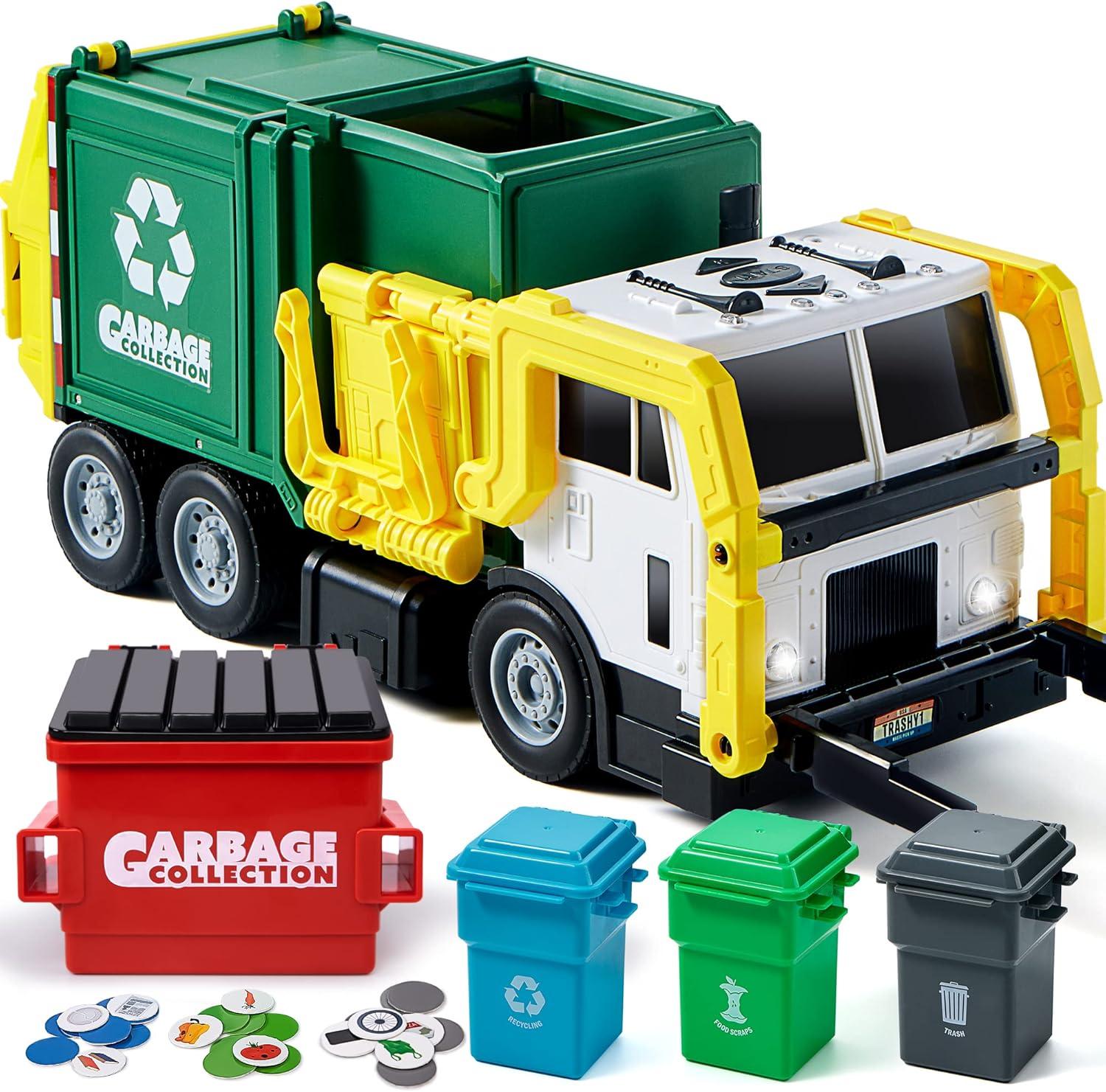 JOYIN Garbage Truck Toy Showdown: Door-Opening Dumpster, Collapsible Bins, & Surprising Learning Cards (Eco-Friendly?)
