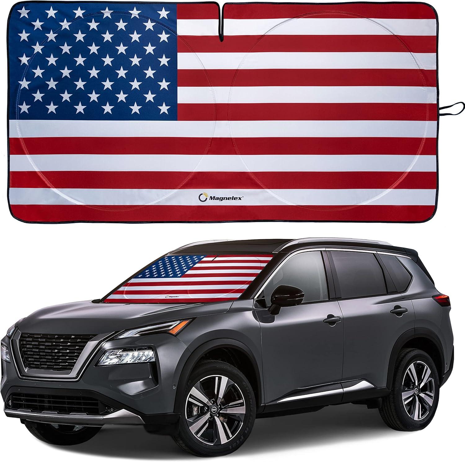 American Flag Sun Shade (Mirror Cut-Out) vs. Original Folding Bag: Tested Automotive Heat