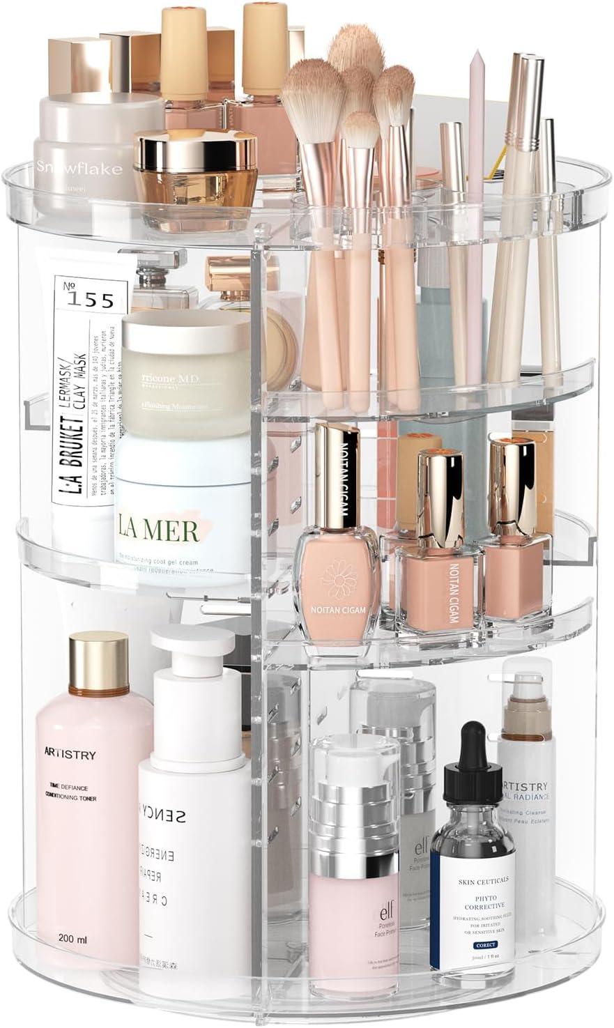 Versus: Rotating Makeup Organizer's 8 Layers, Brush Holder, Perfume Tray & Multi-Function-Surprise!