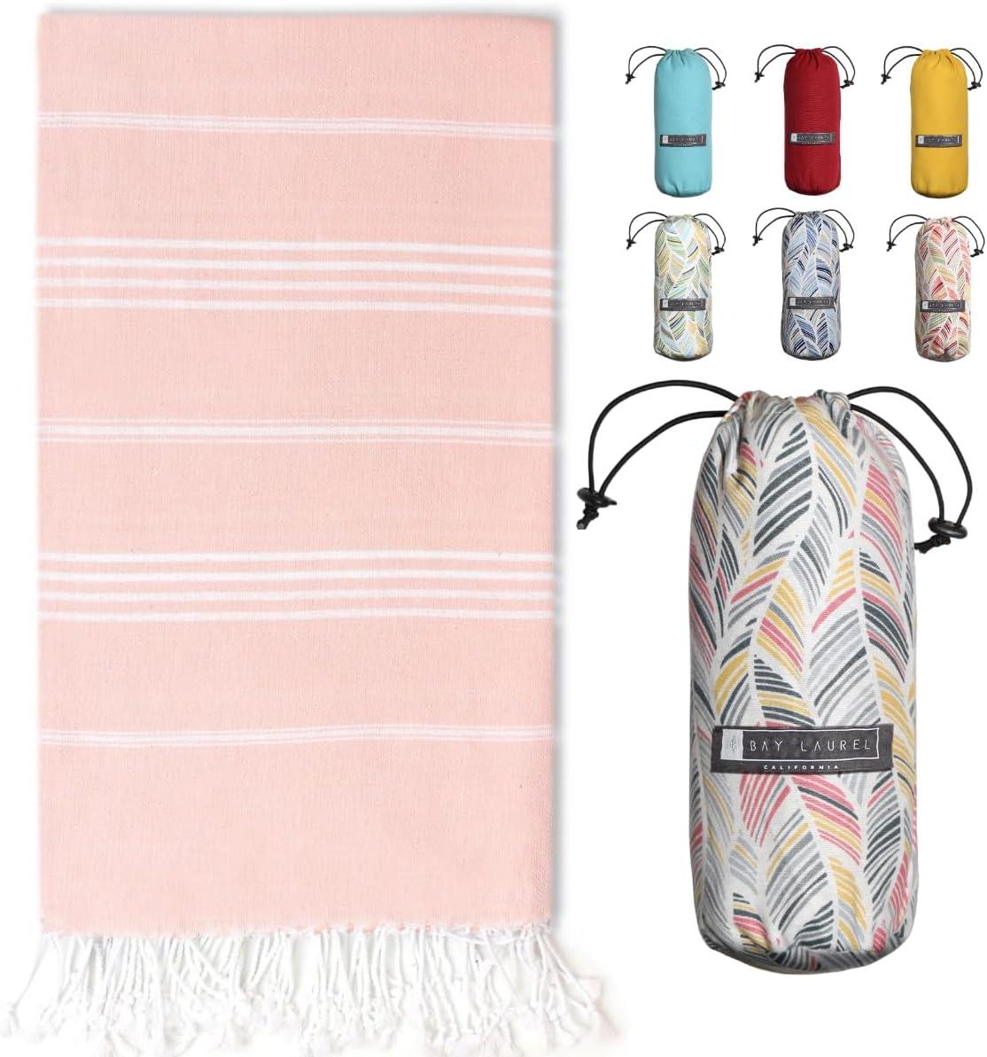 Best Travel Beach Towel - BAY LAUREL Turkish Beach Towel with Travel Bag 39 x 71 Quick Dry Sand Free Lightweight Large Oversized Towels Light Review