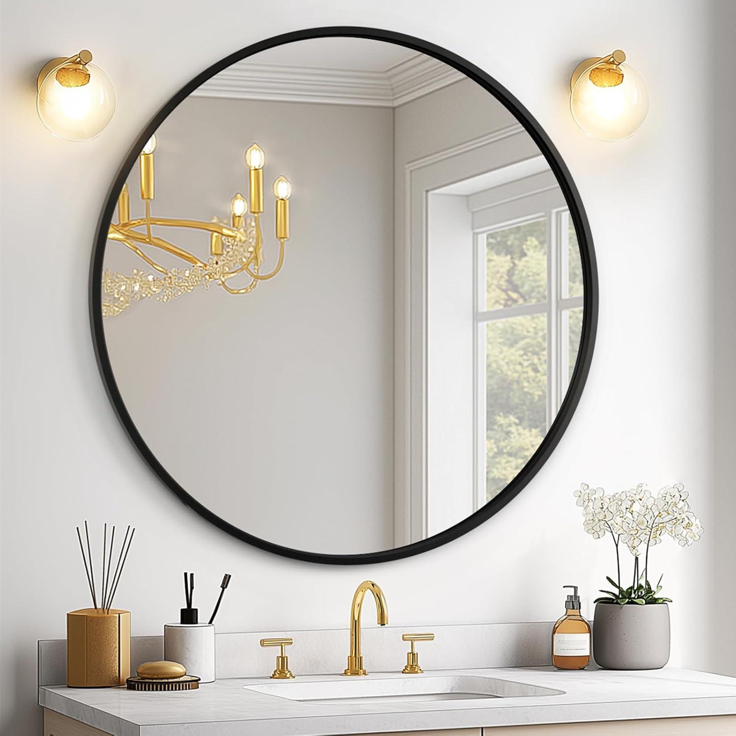 Best Bathroom Mirror - USHOWER Black Round Mirror for Over Sink Review