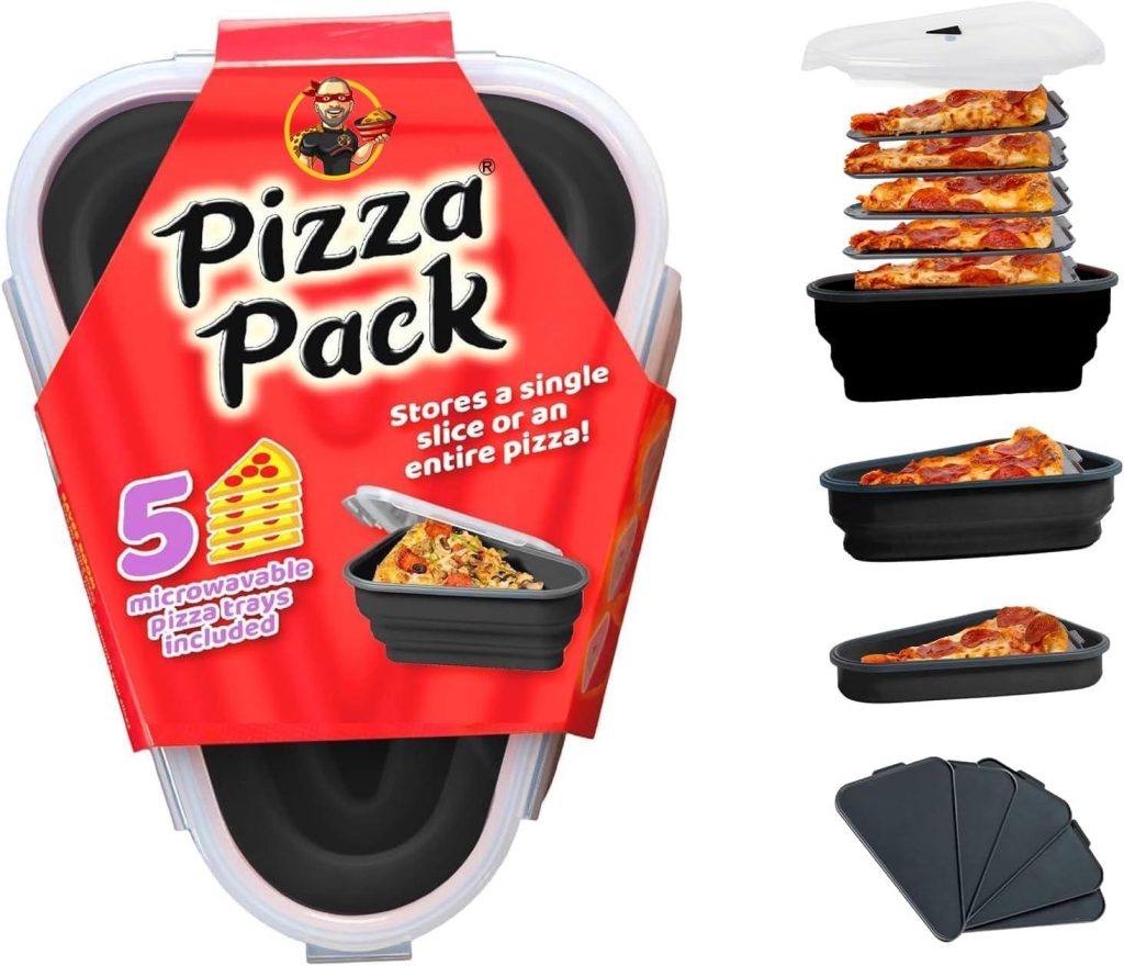 Best Home & Kitchen – The Perfect Pizza Pack™ – Reusable Pizza Storage Container with 5 Microwavable Serving Trays Review