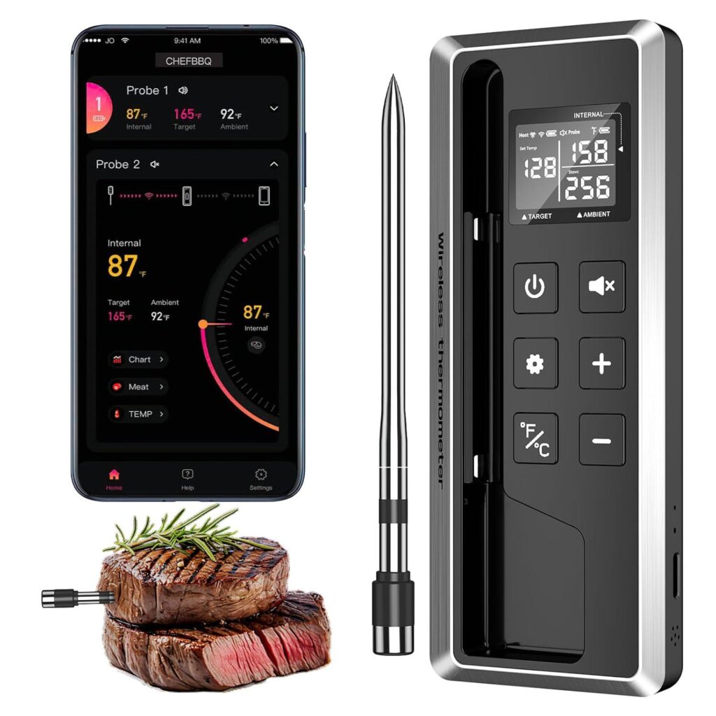 Best Electronics – Wireless Meat Thermometer with Smart Timer & APP Control, 800ft Bluetooth Grill Food Thermometer Review
