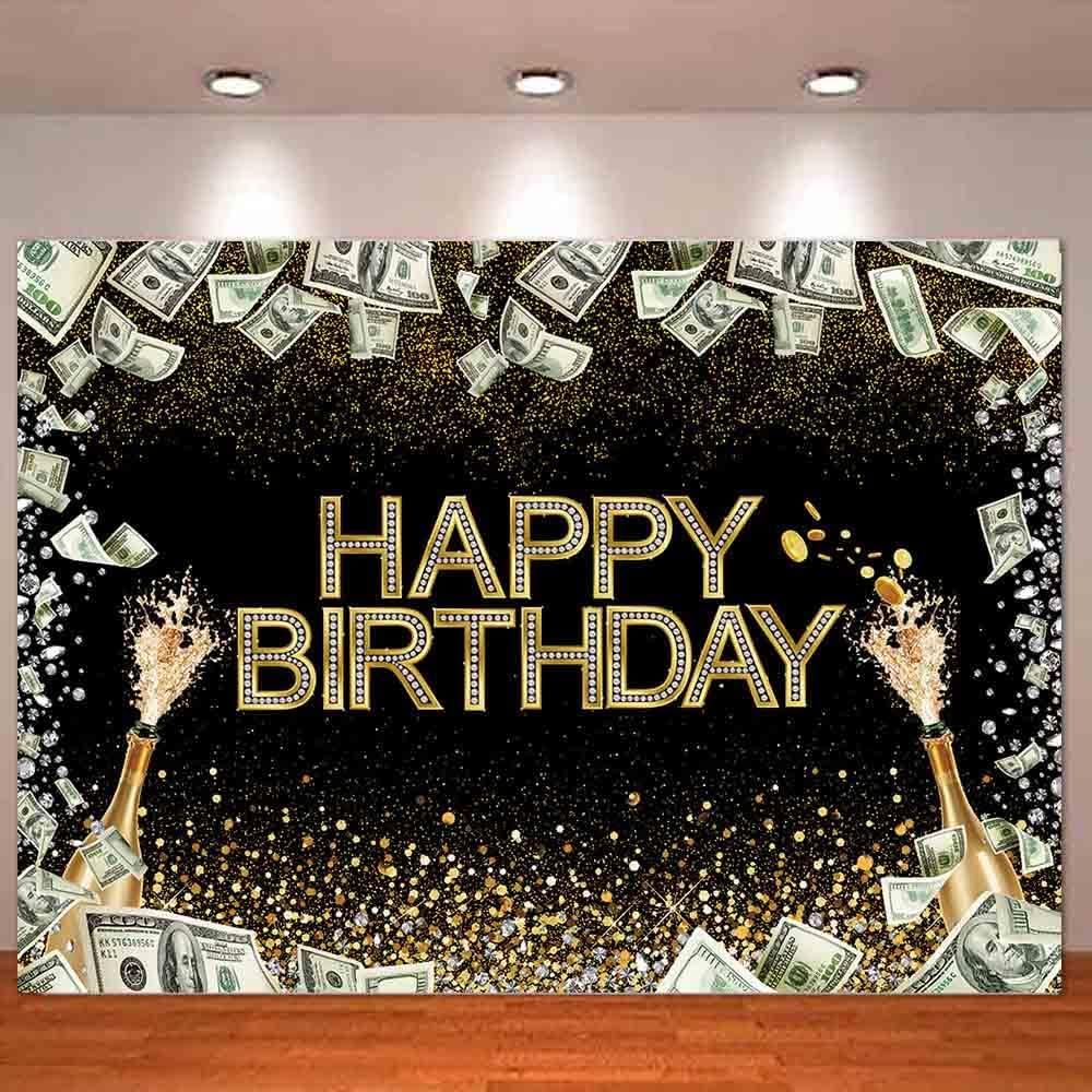 Best Party Decoration – 7″ x 5″ Black Gold Dollar Bills Background Review