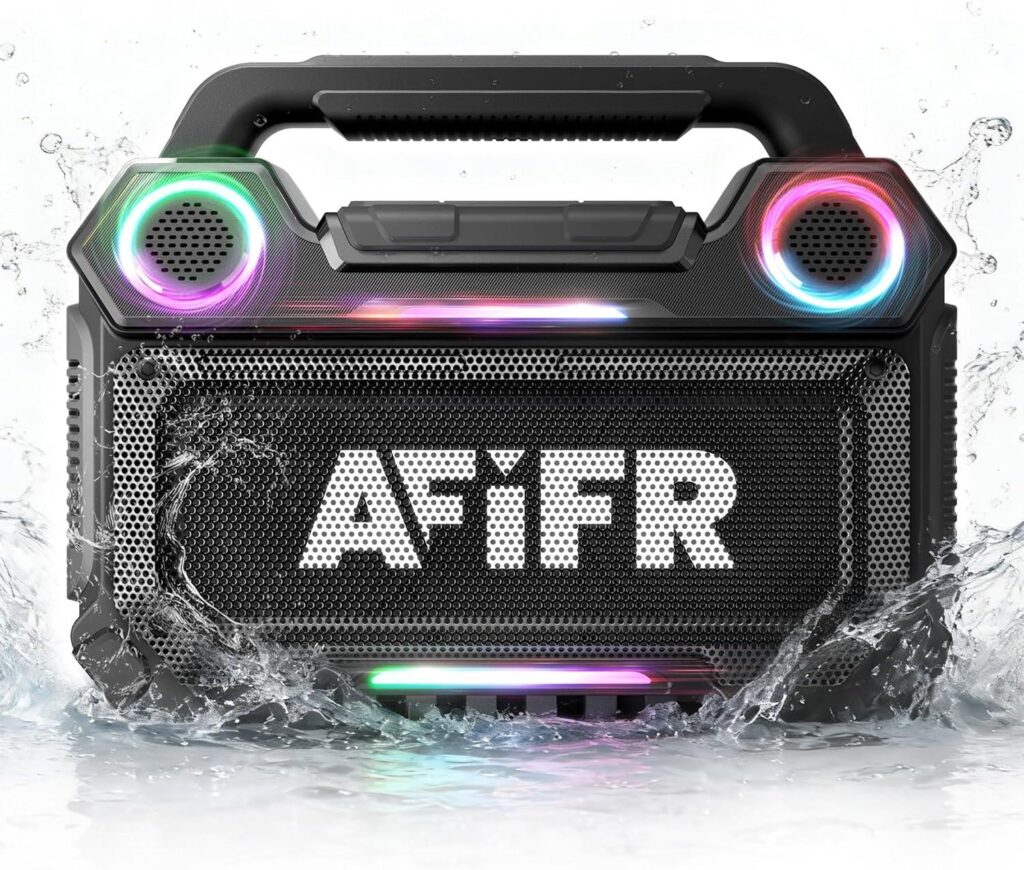 Best Outdoor Speaker – Outdoor Bluetooth Speaker, 160W Loud Bass! Rugged, IP67 Waterproof, 24H Playtime with Lights Review