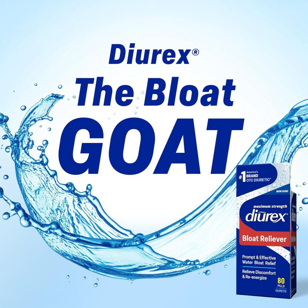 Best Water Bloat Relief – Diurex Ultra Re-Energizing Water Pills – Feel Better & Less Heavy – 80 Count