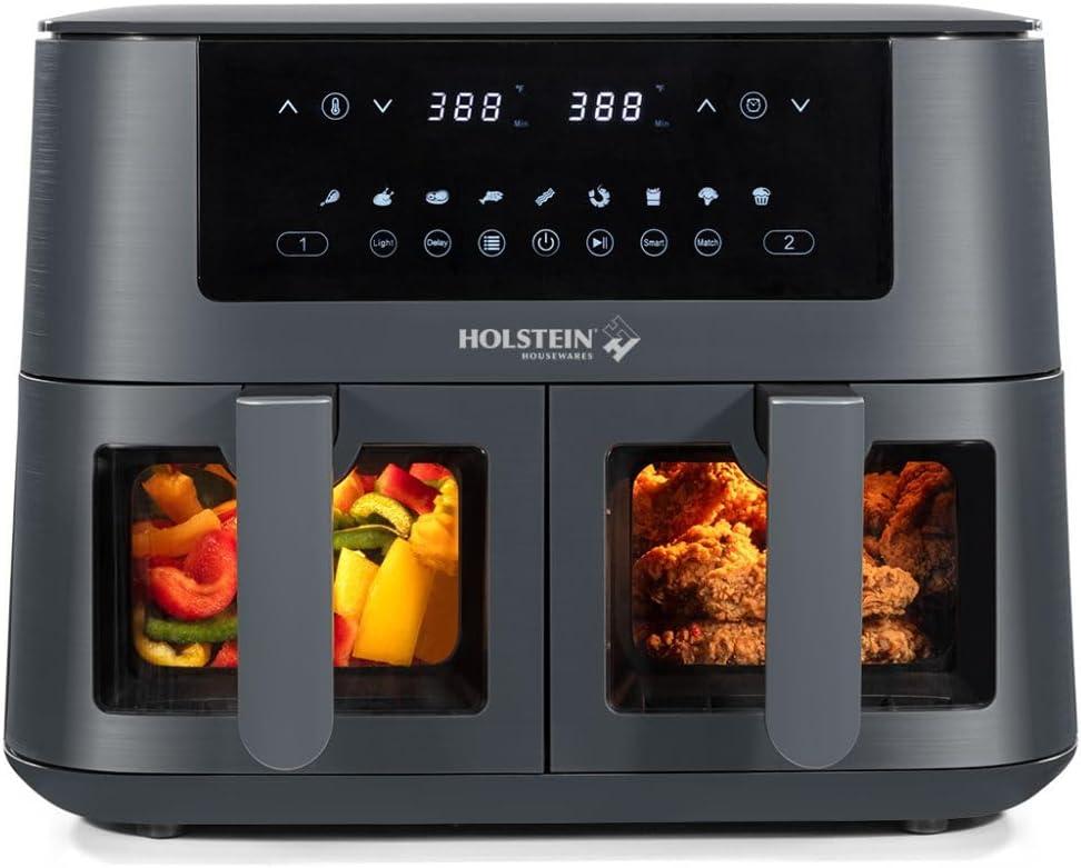 Holstein 8.4QT Dual Basket Air Fryer Tested: View Window, 7 Presets, Healthier Cooking
