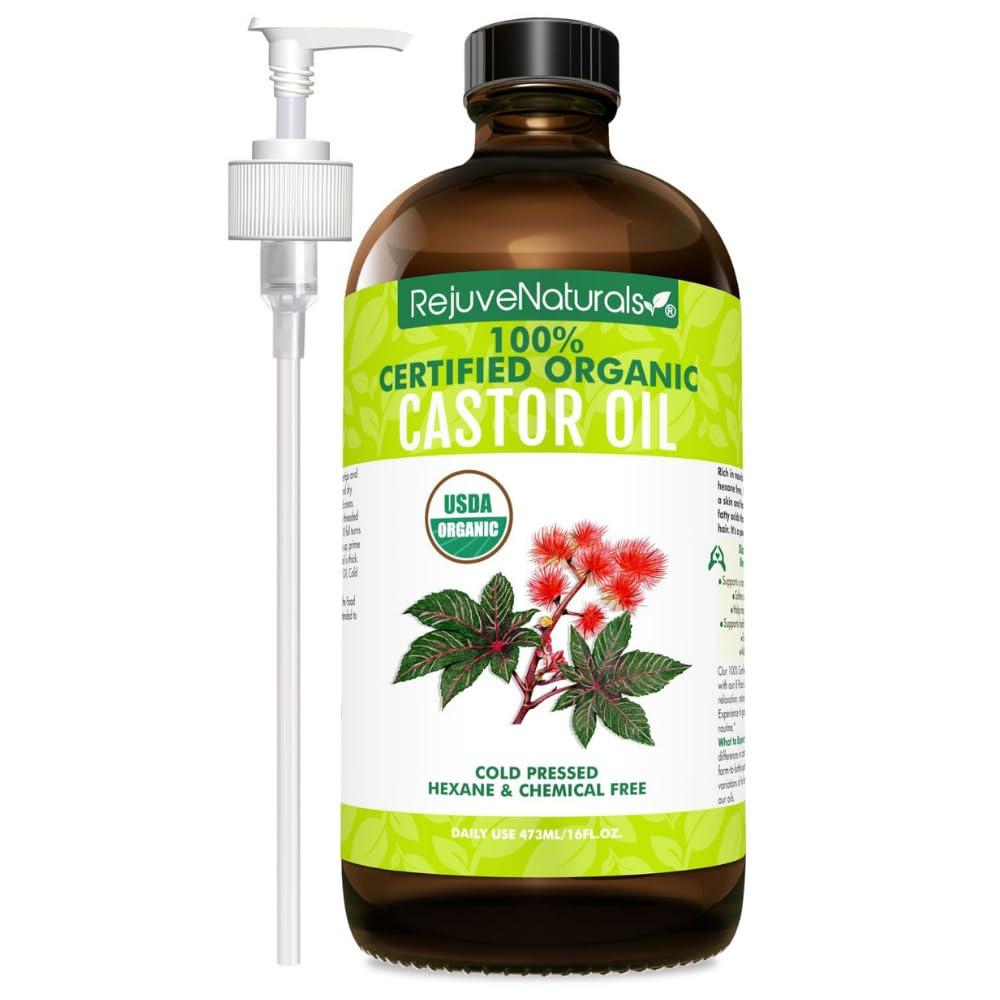RejuveNaturals Castor Oil (16oz Glass) Versus Others: Cold Pressed, Organic, Hair Growth Boost
