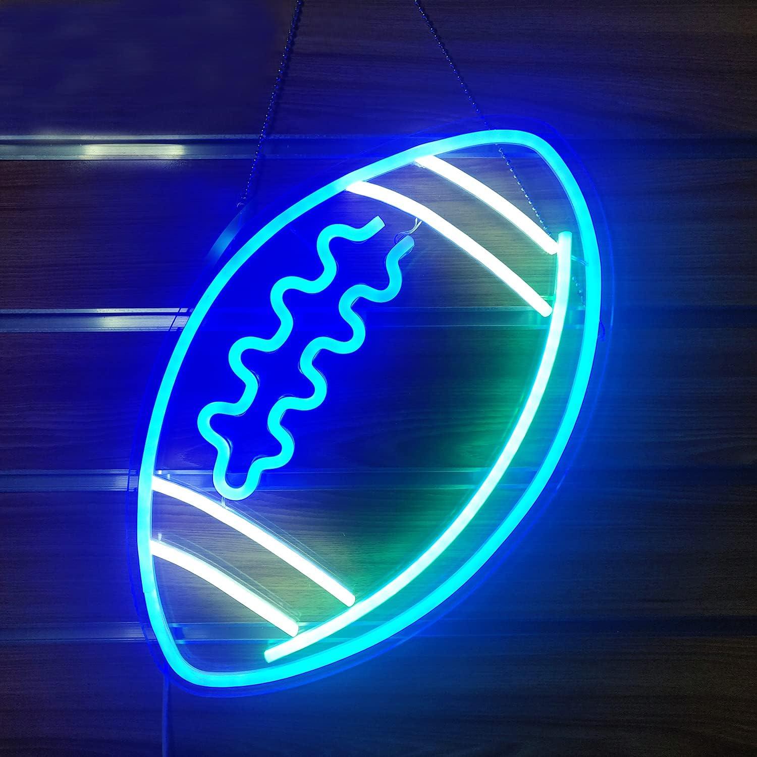 Football Neon & Blue LED: Tested for Wall Decor in College & Christmas Use (Kids' Fave)