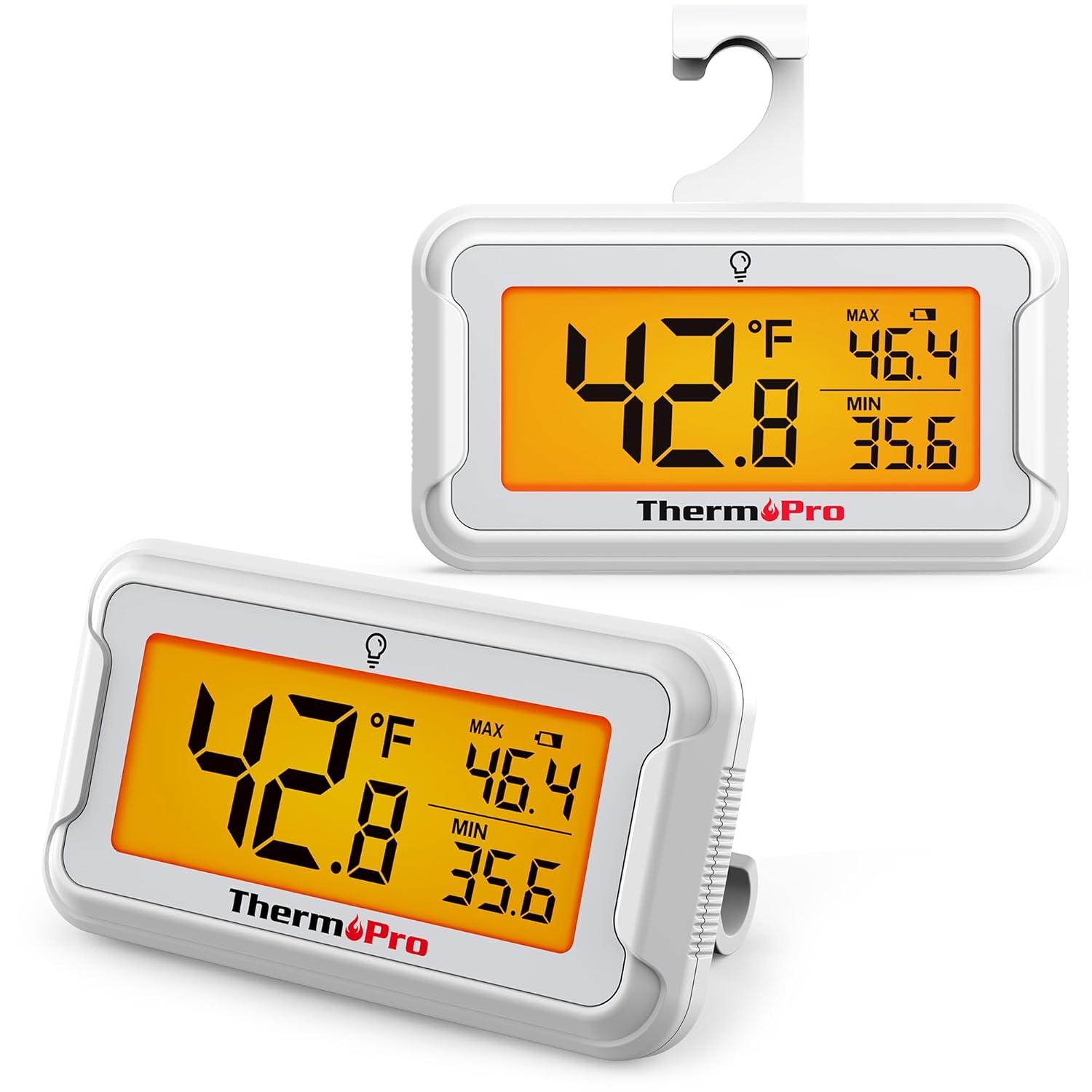 Best Digital Refrigerator Thermometer – Backlit Display, 2 Pack