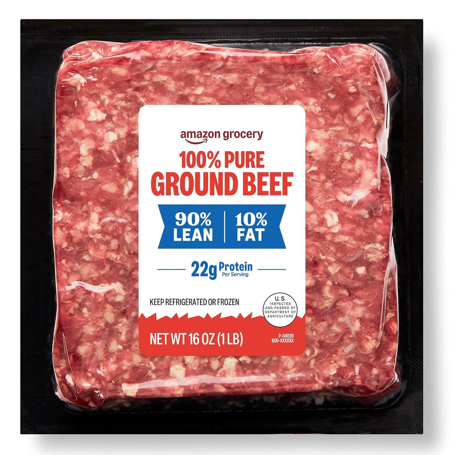 Best Ground Beef – Amazon Grocery, 90% Lean/10% Fat, 1 lb (Previously Fresh Brand, Packaging May Vary) Review