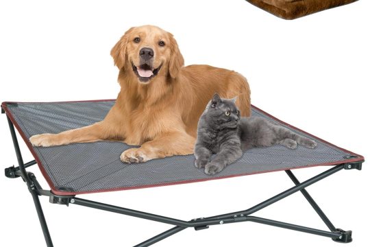Best Dog Bed & Chair – unp Elevated Cooling Bed 36x36x10 Foldable Portable Washable Plush Review (Brown, L)