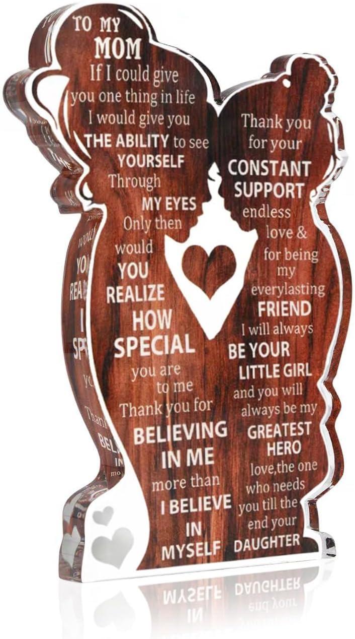 Best Home Decor – Joyline Mom Gifts from Daughter To My Mom Acrylic Plaque Sign Heartfelt I Love You Mother Gifts Review