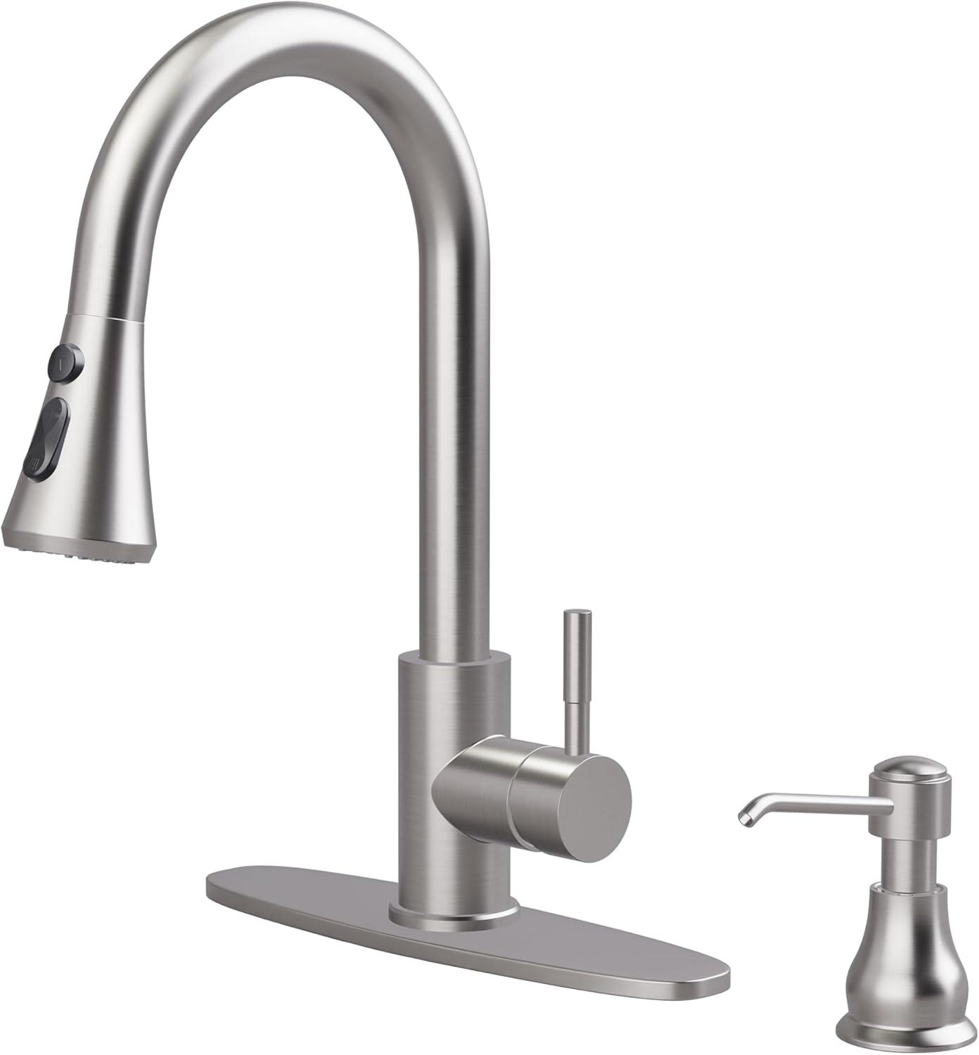 Best Kitchen Faucet – VXV Kitchen Faucet with Soap Dispenser, 3 Modes Kitchen Faucet with Pull Down Sprayer, Stainless Steel Review