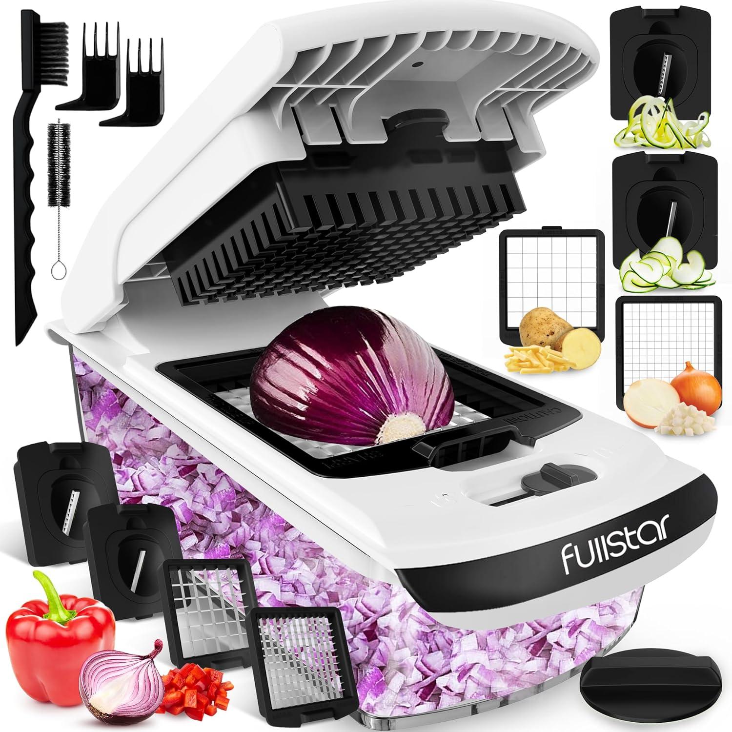 Fullstar Vegetable Chopper & Spiralizer Showdown: 4-in-1 Power, White Style, Container Smart, Fruit-Slicin